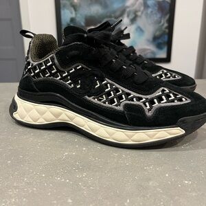 CHANEL Black and Gray Sneakers